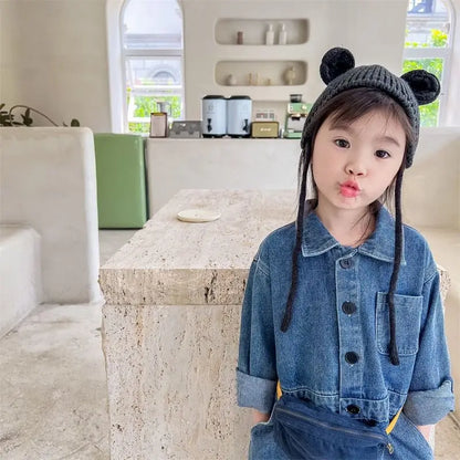 Korea Denim Long Sleeve Romper Onesie Jumpsuit