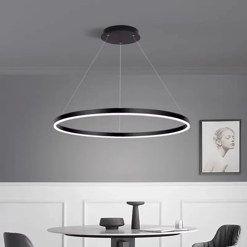 Nordic  Single Ring Led Chandelier  Dimmable Lamp Fixture