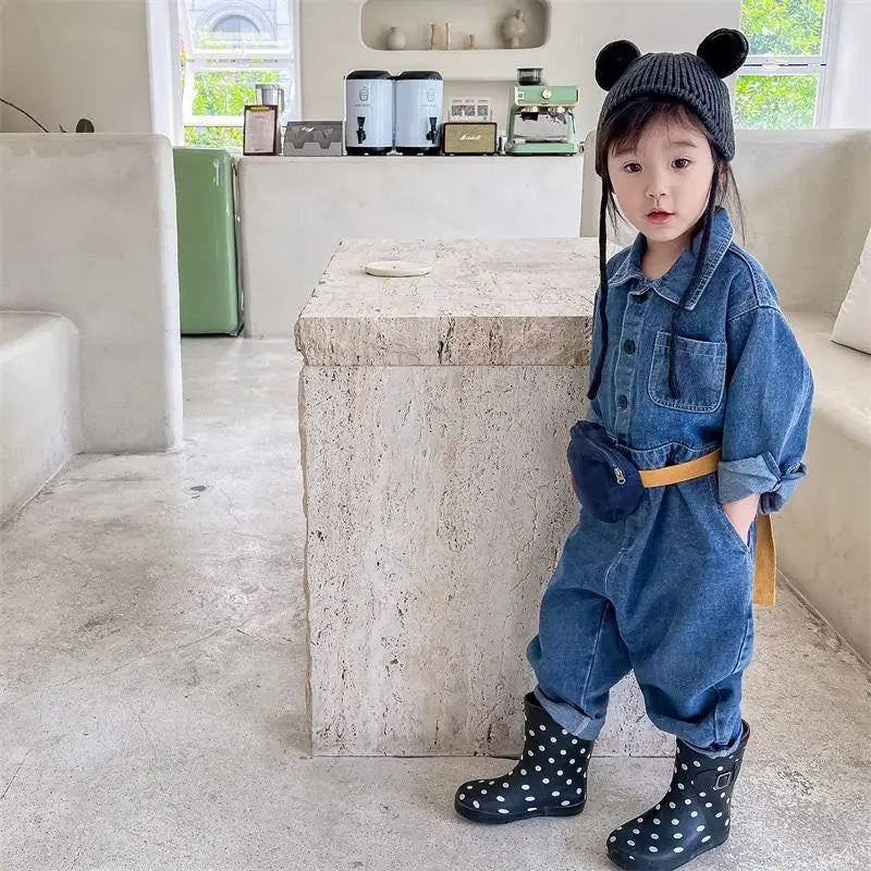 Korea Denim Long Sleeve Romper Onesie Jumpsuit