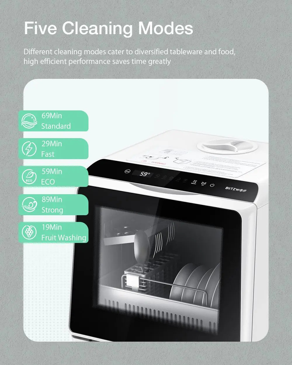 Blitzhome Intelligent Countertop Dishwasher with APP Control