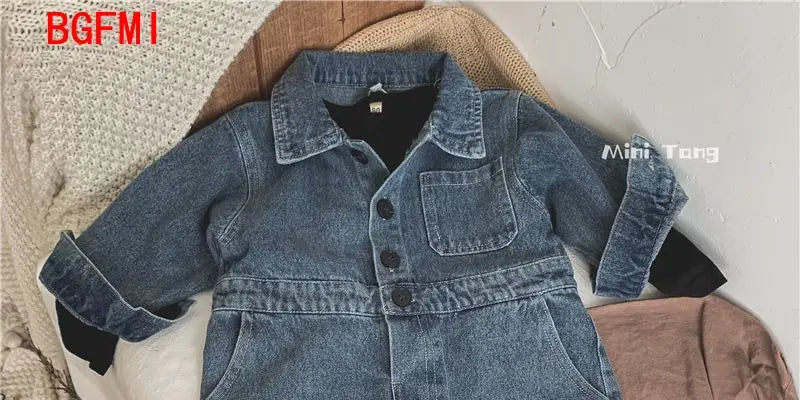 Korea Denim Long Sleeve Romper Onesie Jumpsuit