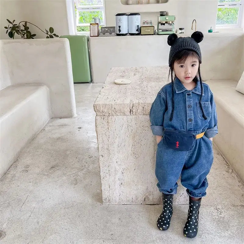 Korea Denim Long Sleeve Romper Onesie Jumpsuit