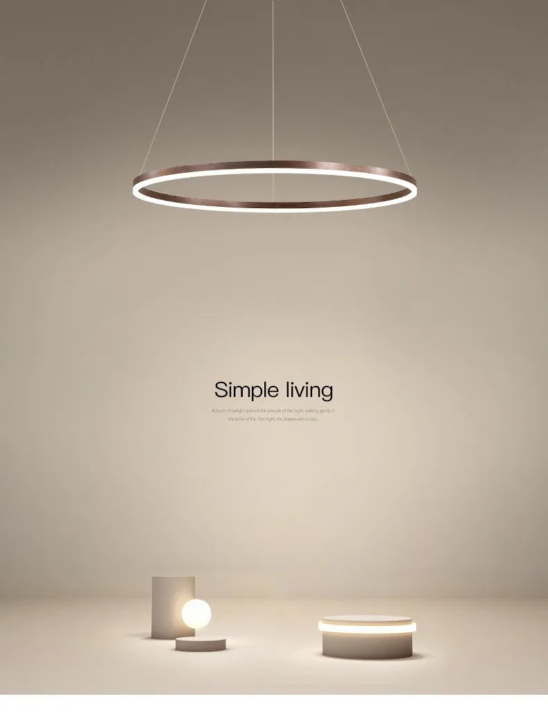 Nordic  Single Ring Led Chandelier  Dimmable Lamp Fixture