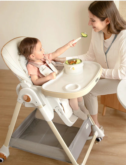 Adjustable height multifunctional foldable baby high chair